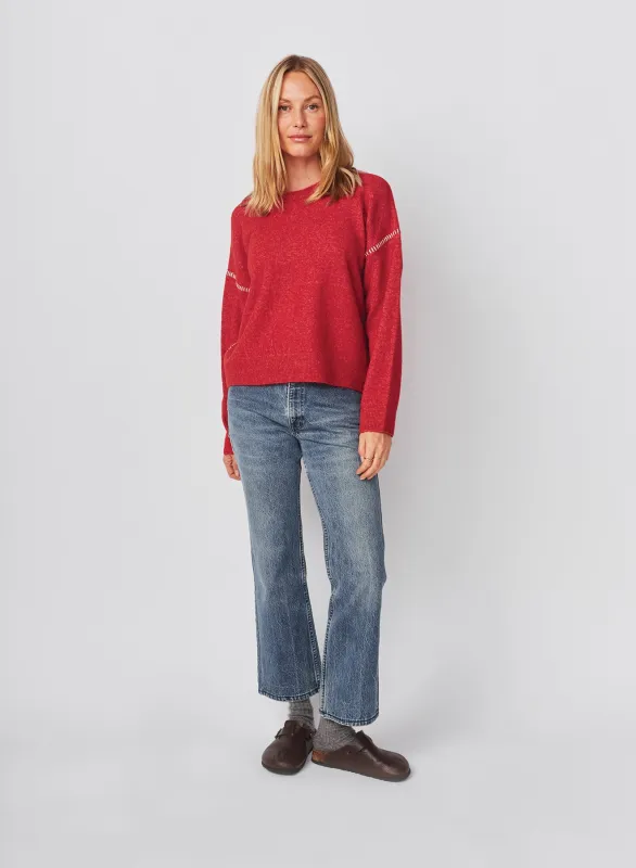 Sundry Baseball Stitch Pullover Sweater in Vintage Red sold by Sundry