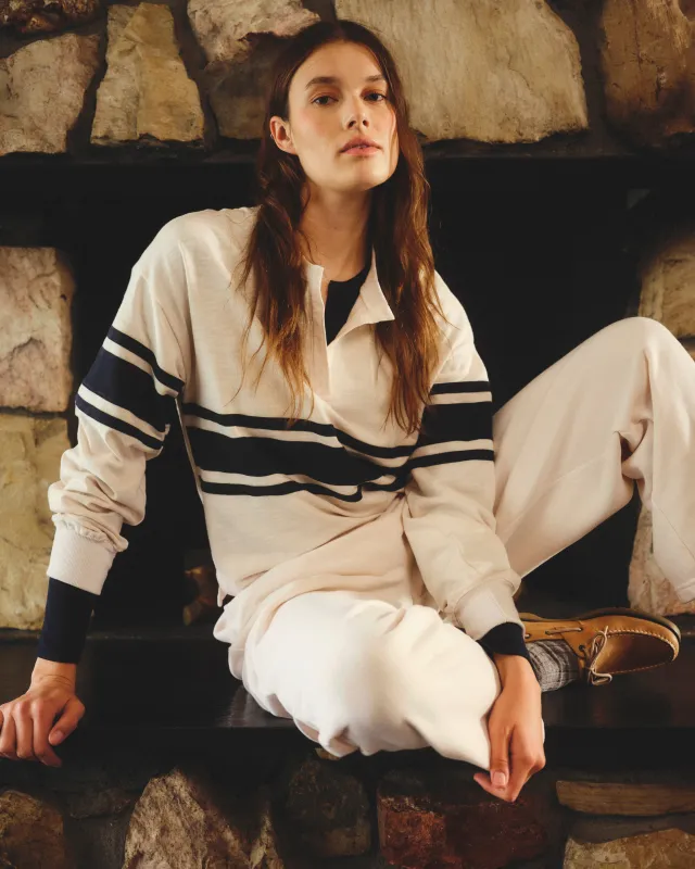 Sundry Heavy Rugby Jersey Henley in Oyster sold by Sundry