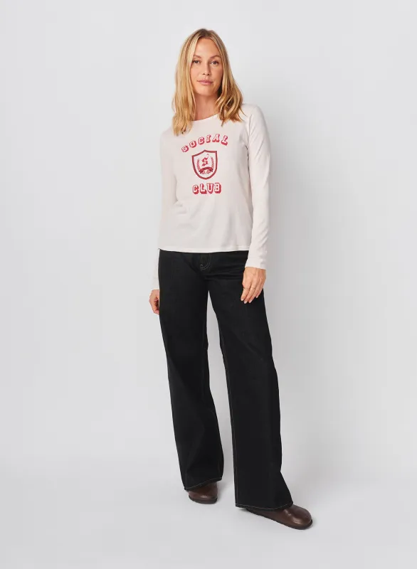 Sundry Social Club Long Sleeve Crew in Oyster sold by Sundry