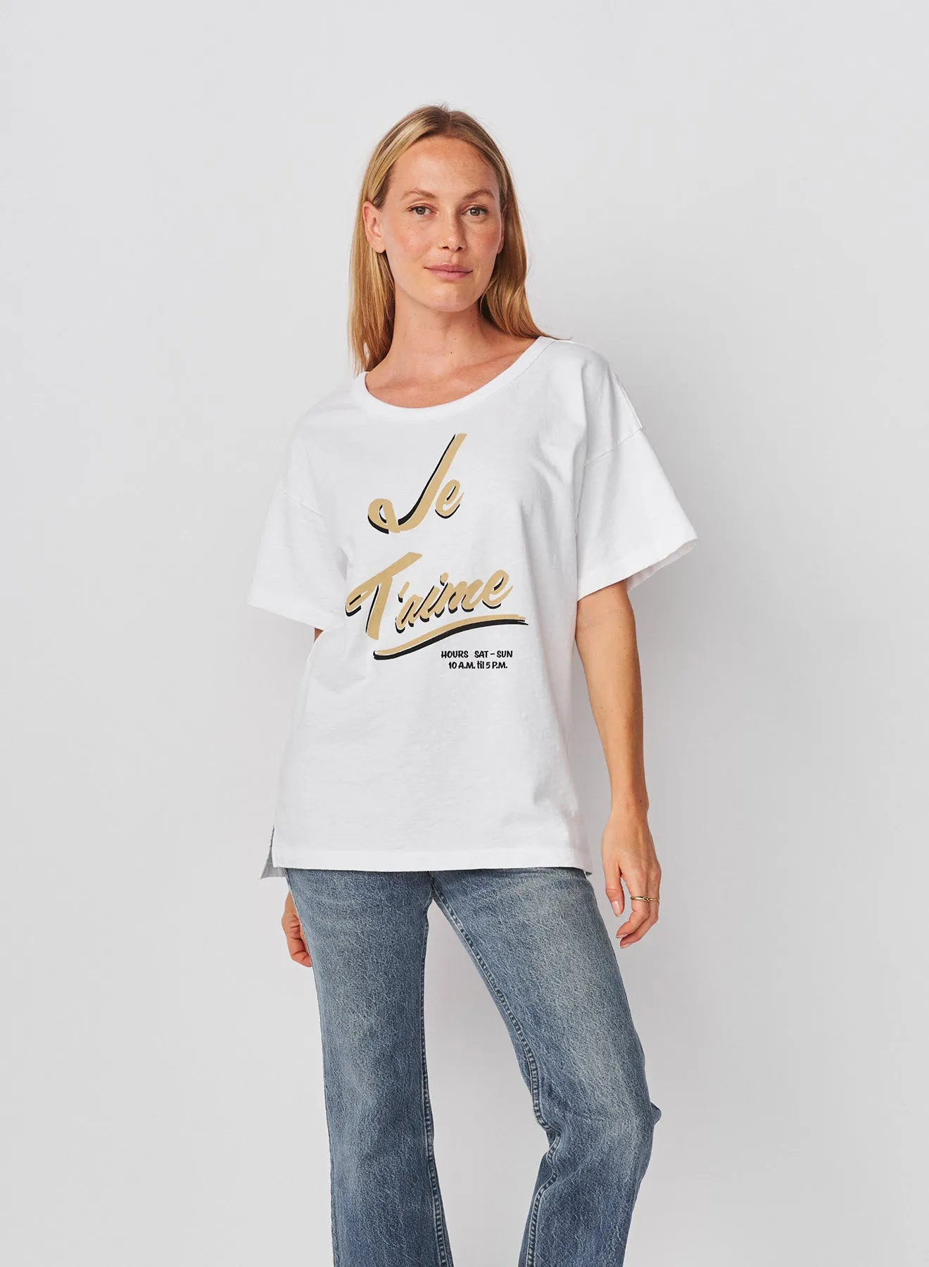 Sundry Je T'aime Athletic Tee in Optic White sold by Sundry product image thumbnail 5