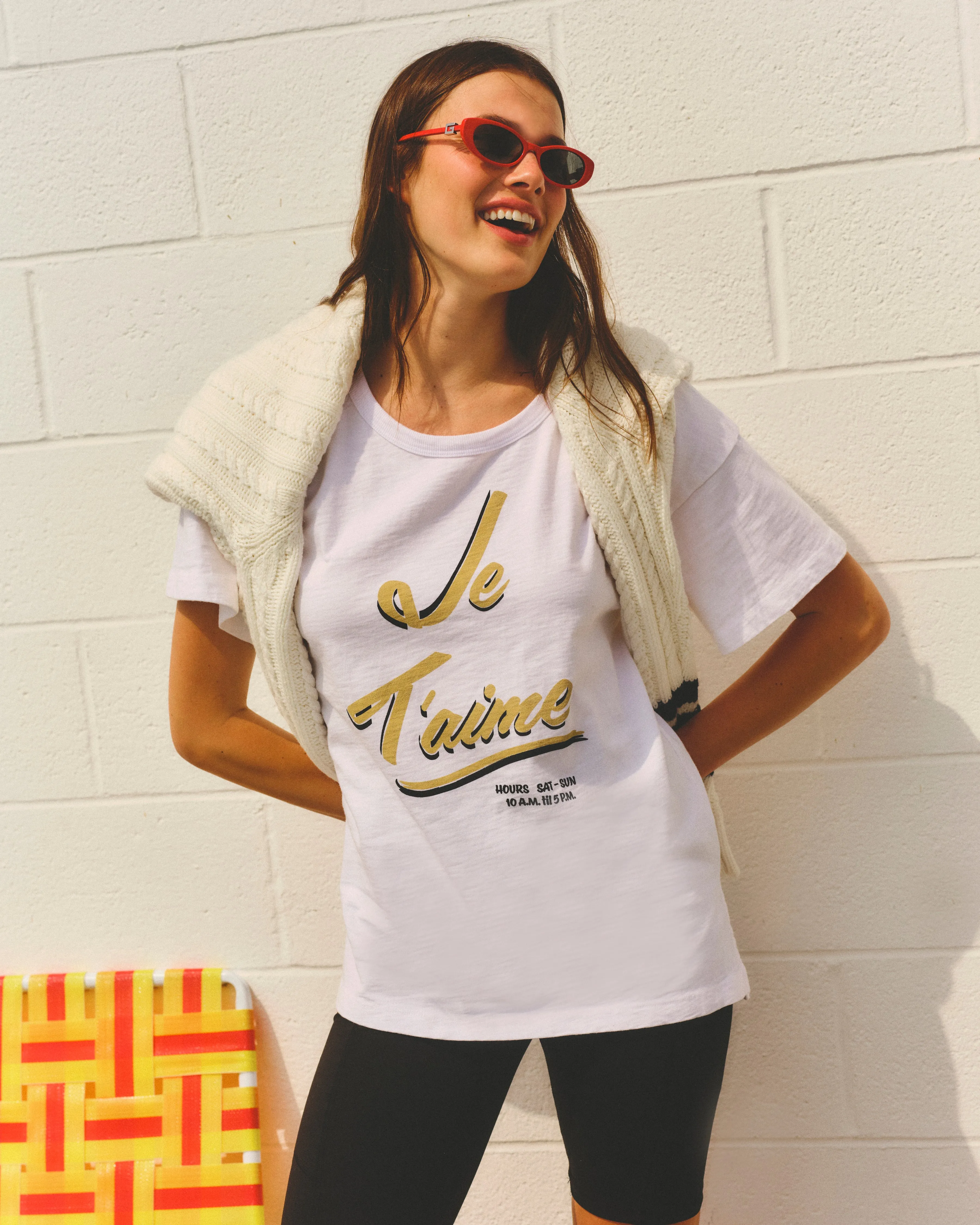 Sundry Je T'aime Athletic Tee in Optic White sold by Sundry product image thumbnail 2