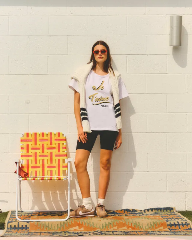 Sundry Je T'aime Athletic Tee in Optic White sold by Sundry