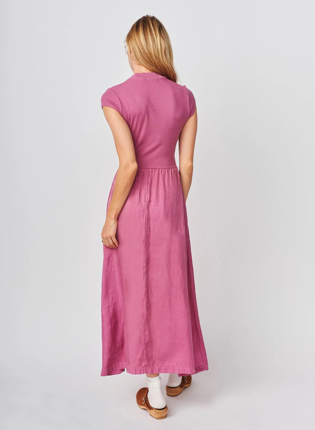 Sundry Cap Sleeve Mixed Rib / Cupro Dress in Mauve sold by Sundry product image thumbnail 3