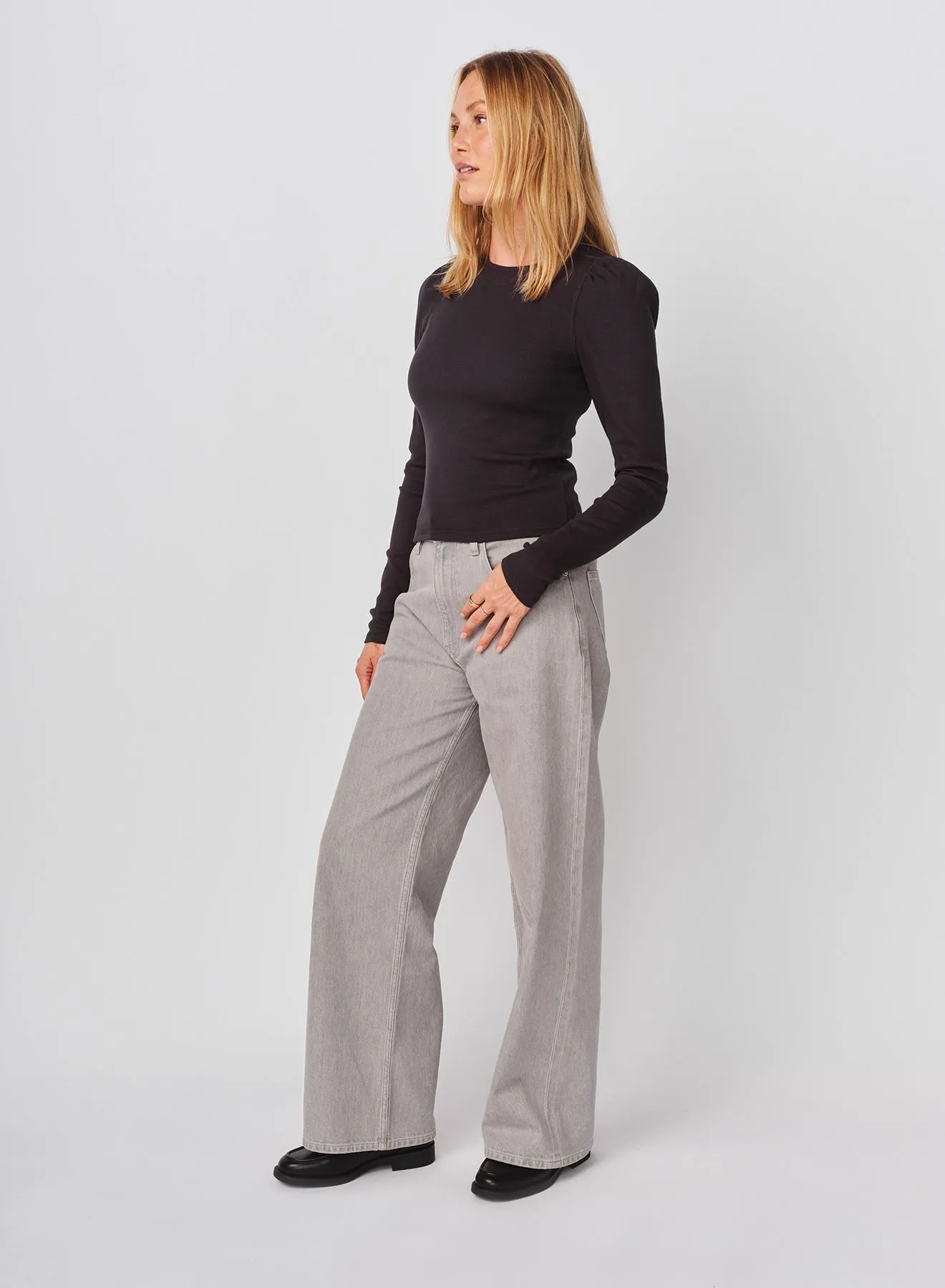 Sundry Puff Sleeve Top in Washed Black sold by Sundry product image thumbnail 3