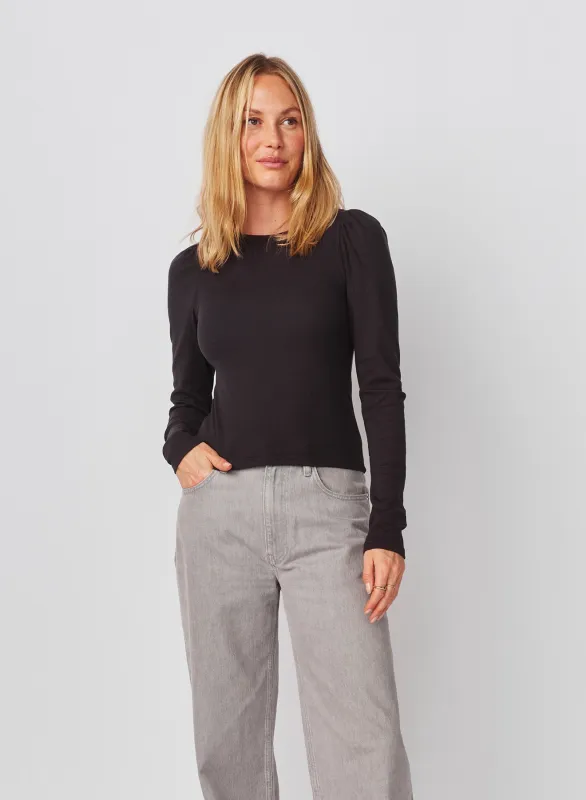 Sundry Puff Sleeve Top in Washed Black made by Sundry