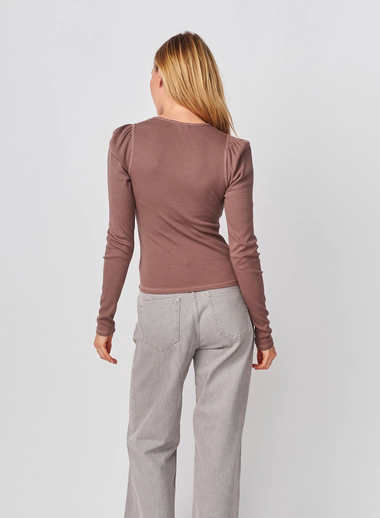 Sundry Puff Sleeve Top in Mushroom sold by Sundry product image thumbnail 4