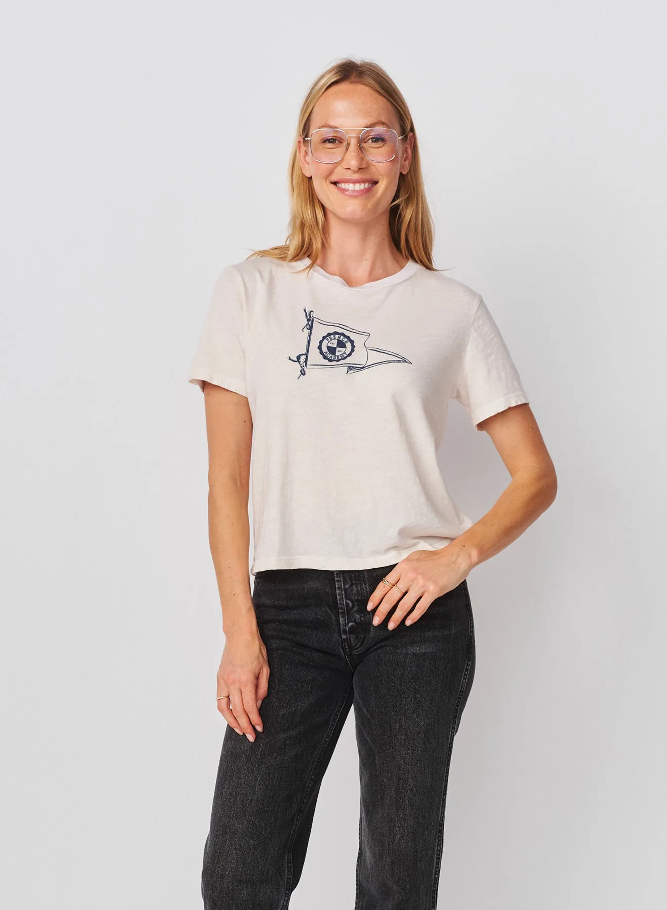 Sundry French Academy Short Sleeve Boxy Crew Tee in Oyster sold by Sundry product image thumbnail 2