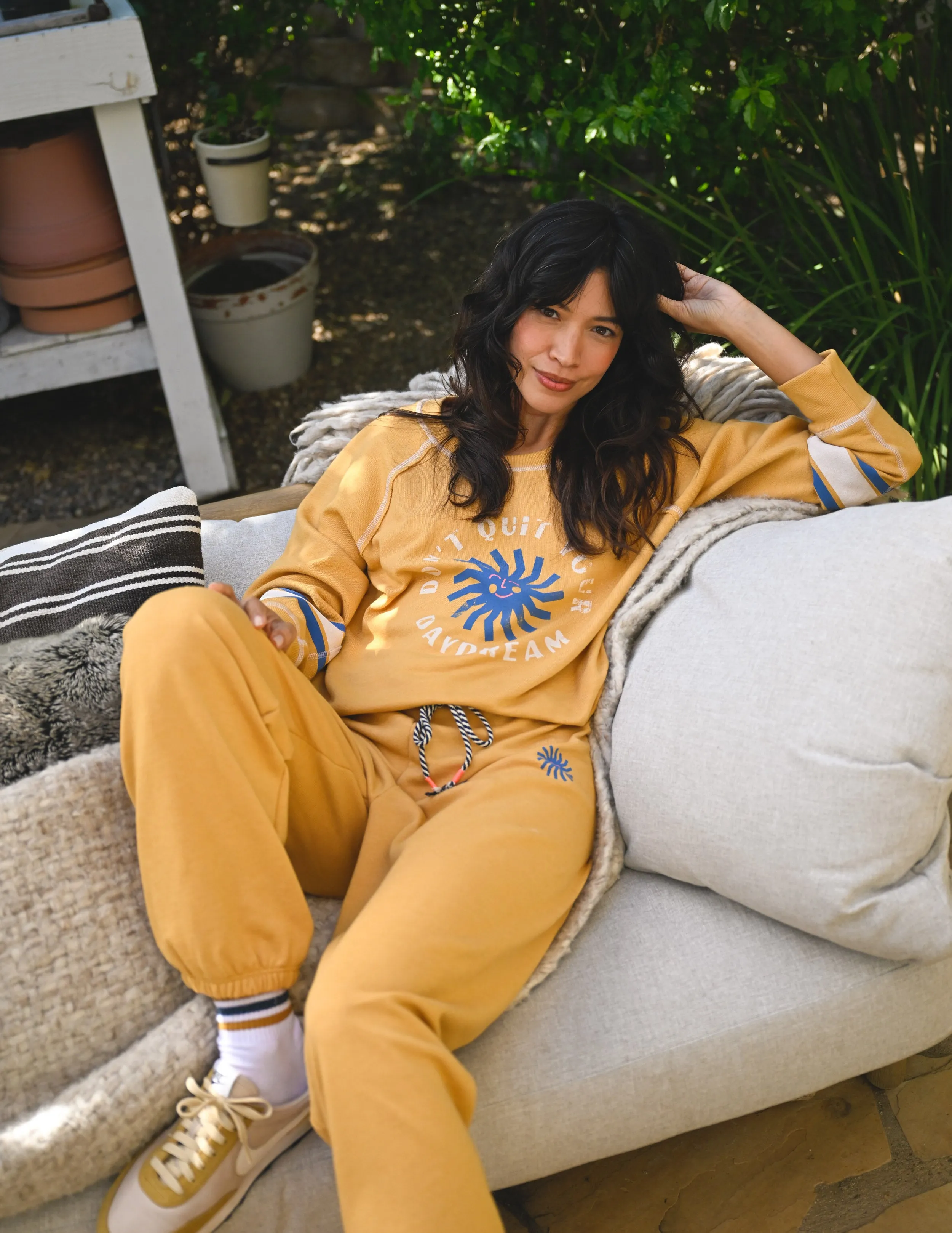Sundry Daydream Raglan Sweatshirt & Sun & Stripes Sweatpant in Daffodil sold by Sundry