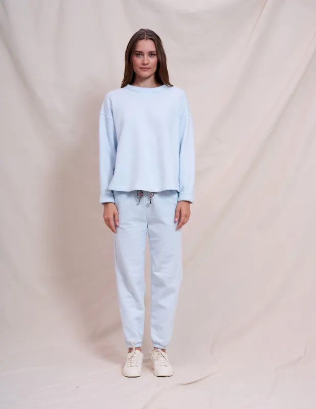 Sundry Rolled Sleeve Pullover in Icicle & Jogger Set in Icicle made by Sundry