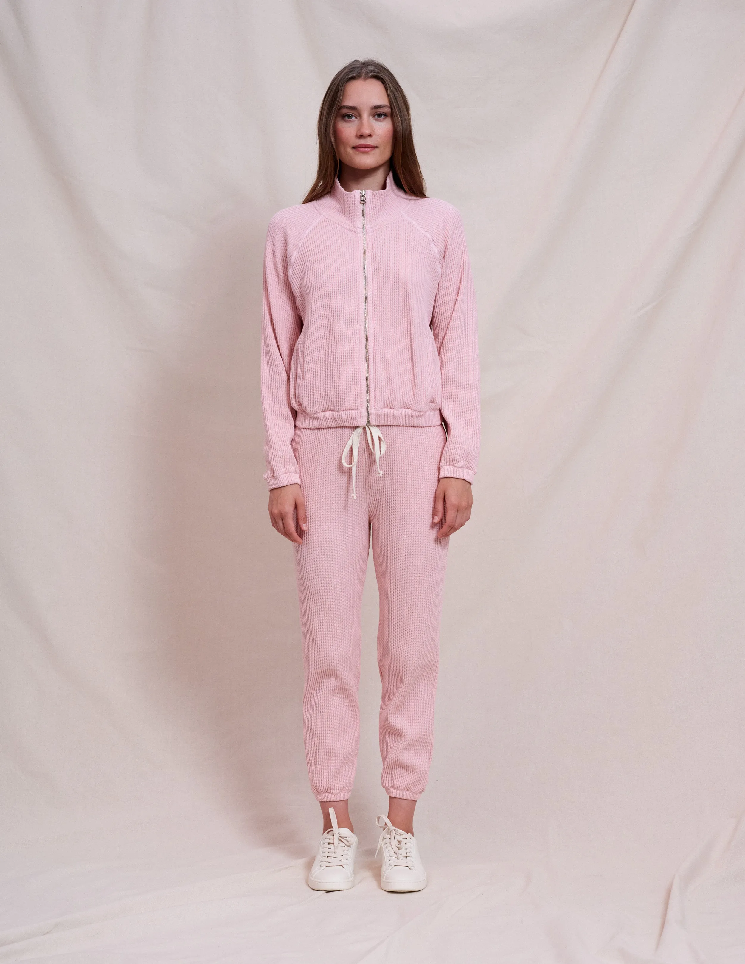 Sundry Cropped Zip Up Jacket & Basic Jogger Set in Iconic Pink sold by Sundry product image thumbnail 2