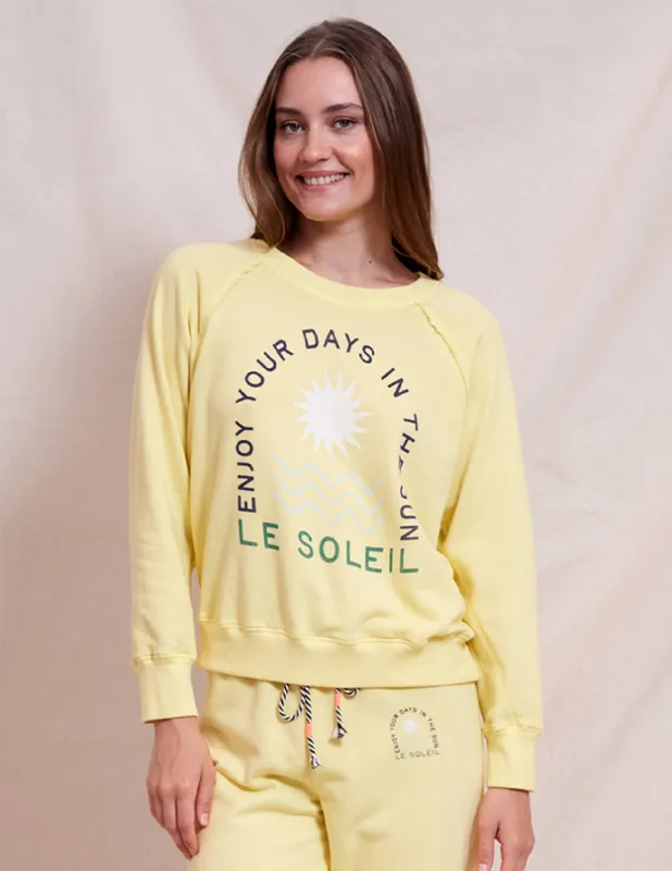Women's Le Soleil Pullover Crew & Le Soleil Jogger Set in Sensible Yellow made by Sundry