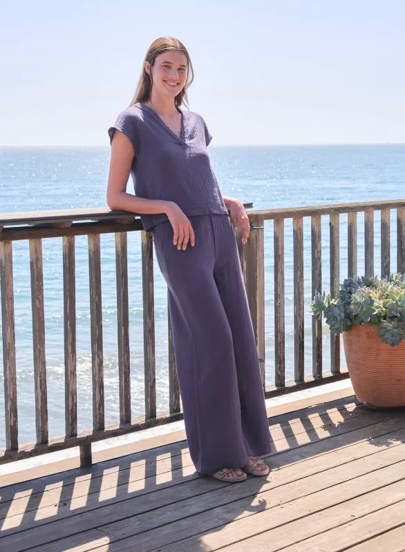 Sundry Wide Leg Lounge Pant in Vintage Navy made by Sundry