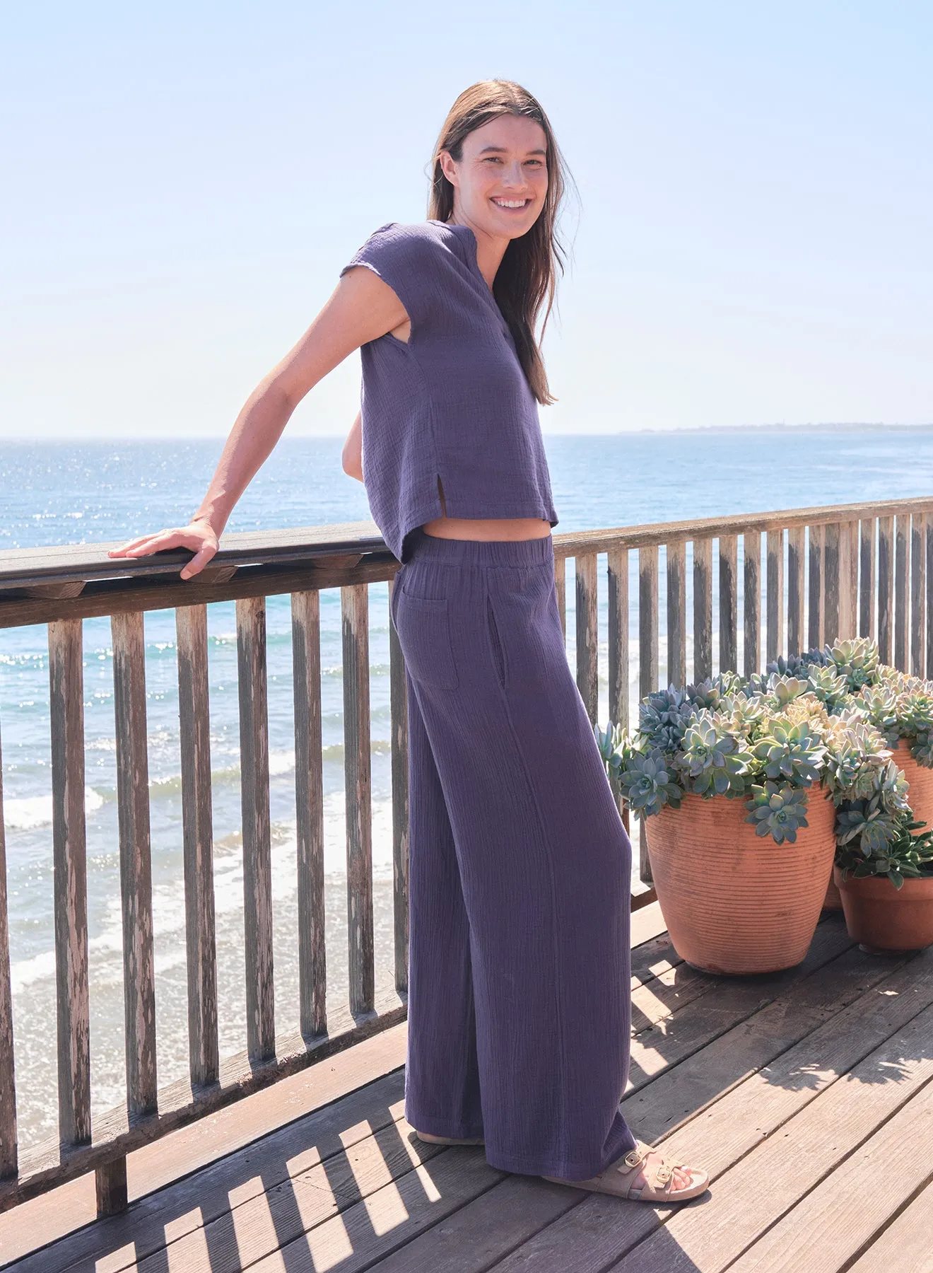 Sundry Wide Leg Lounge Pant in Vintage Navy sold by Sundry product image thumbnail 4