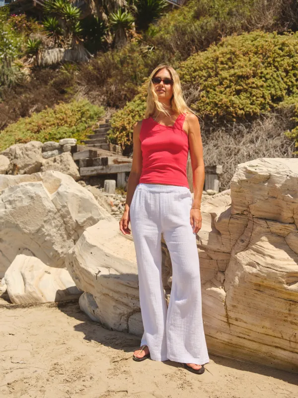 Sundry Wide Leg Lounge Pant in Optic White made by Sundry