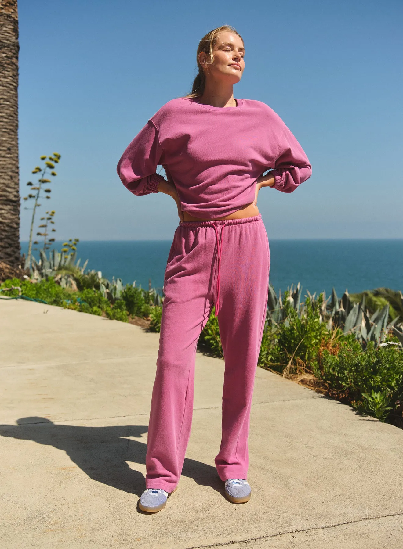 Sundry Straight Leg Track Pant in Deep Fuchsia sold by Sundry product image thumbnail 2