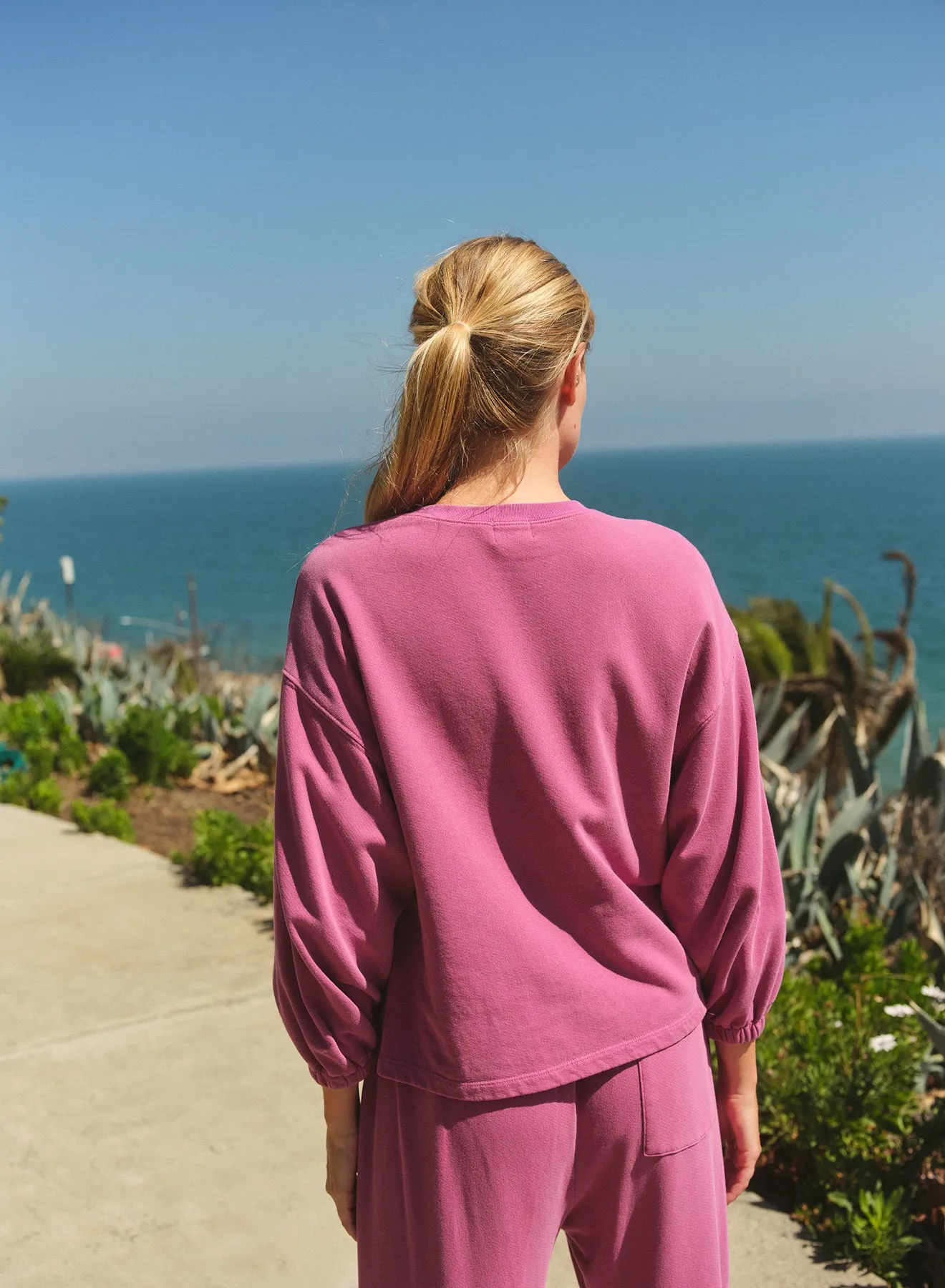 Sundry Straight Leg Track Pant in Deep Fuchsia sold by Sundry product image thumbnail 3