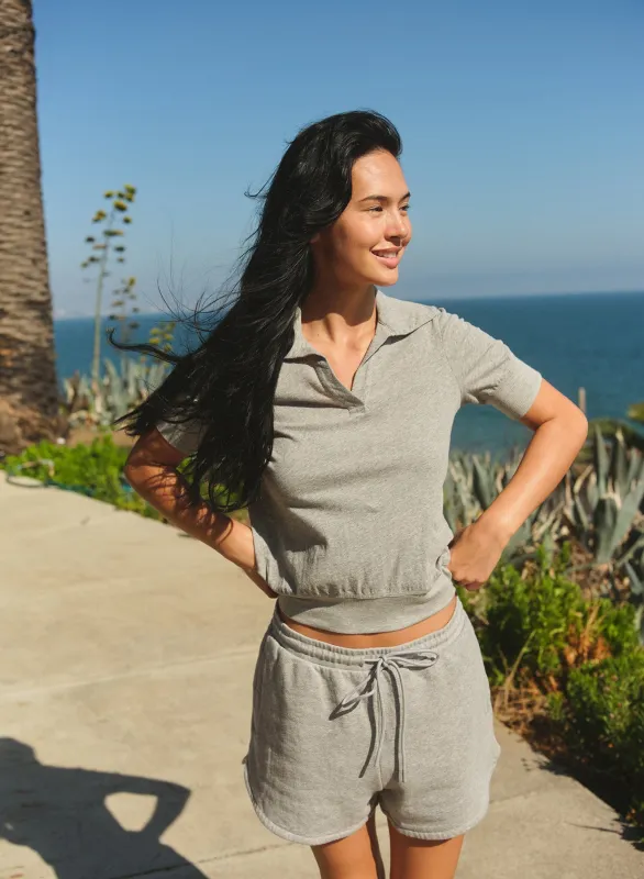Sundry Vintage Terry Track Short in Heather Grey made by Sundry