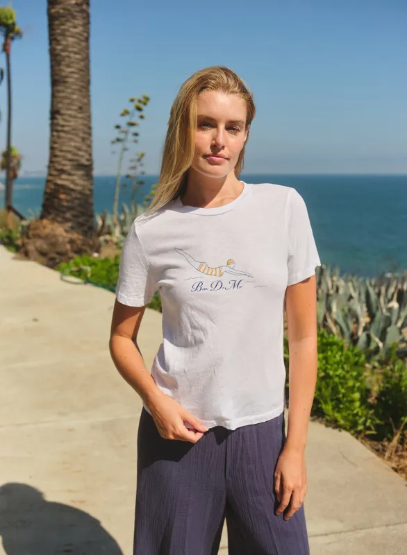 Sundry Bains De Mer Short Sleeve Boxy Crew Tee in Optic White made by Sundry