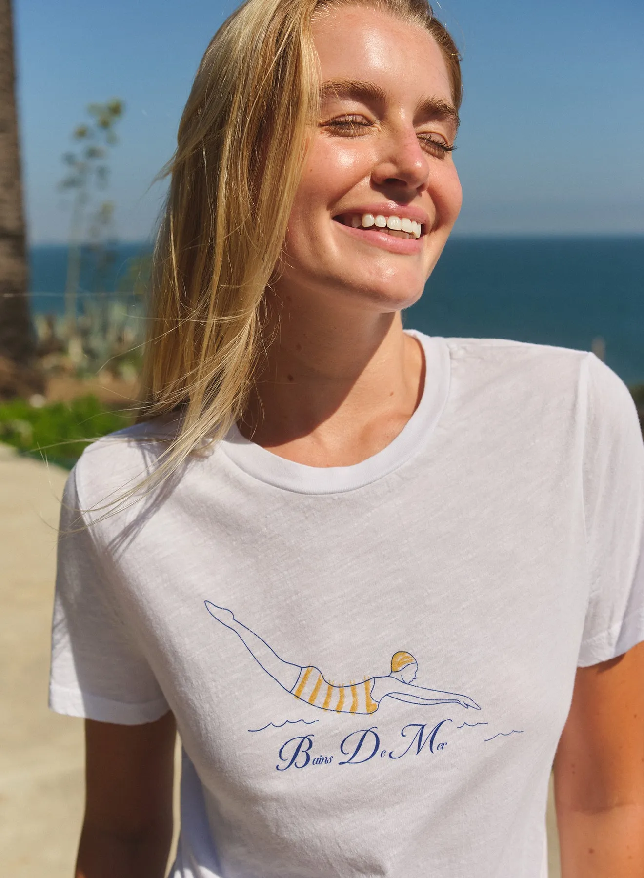 Sundry Bains De Mer Short Sleeve Boxy Crew Tee in Optic White sold by Sundry product image thumbnail 2