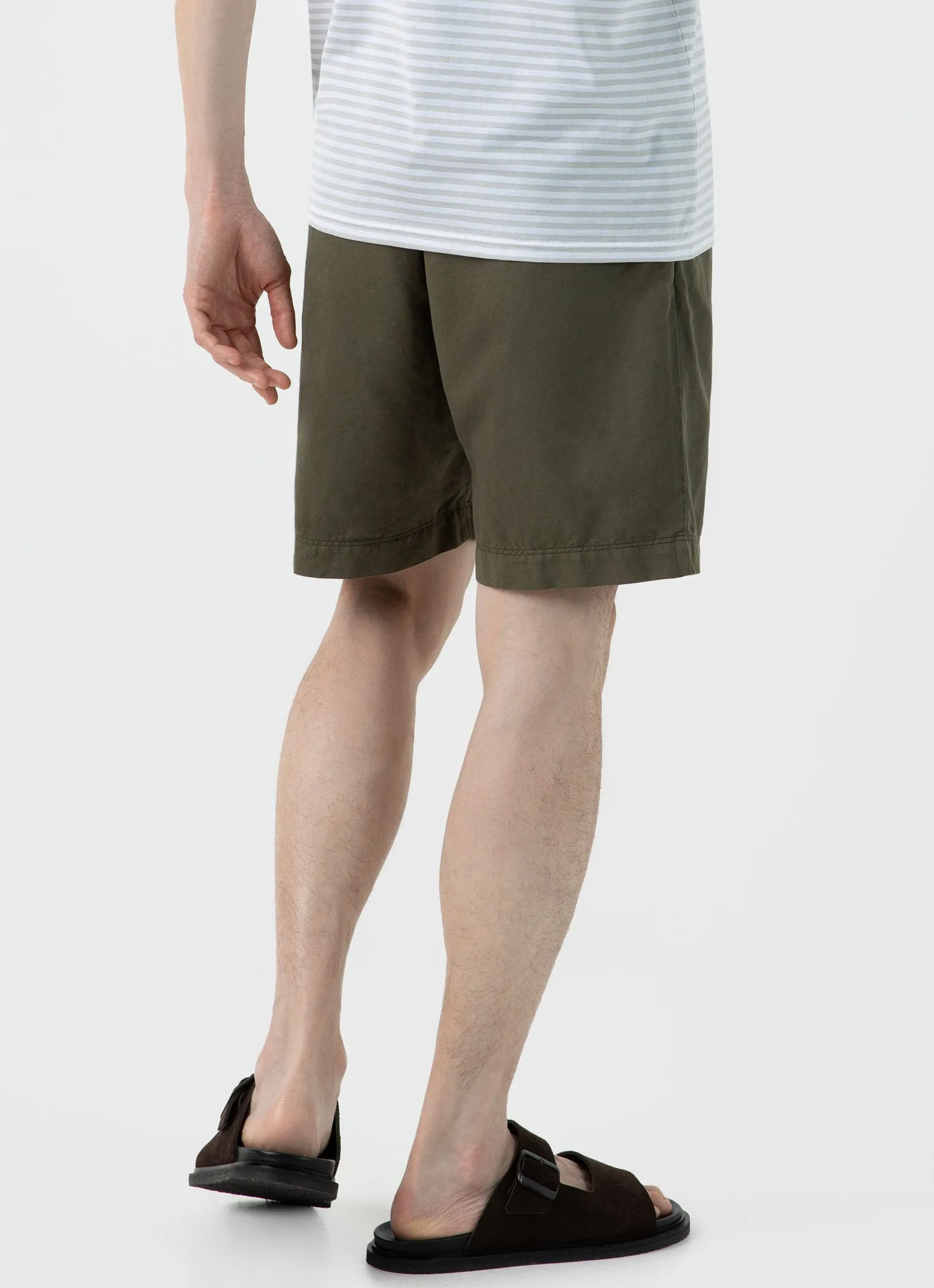 Men's Cotton Linen Drawstring Shorts in Khaki sold by Sunspel product image thumbnail 5