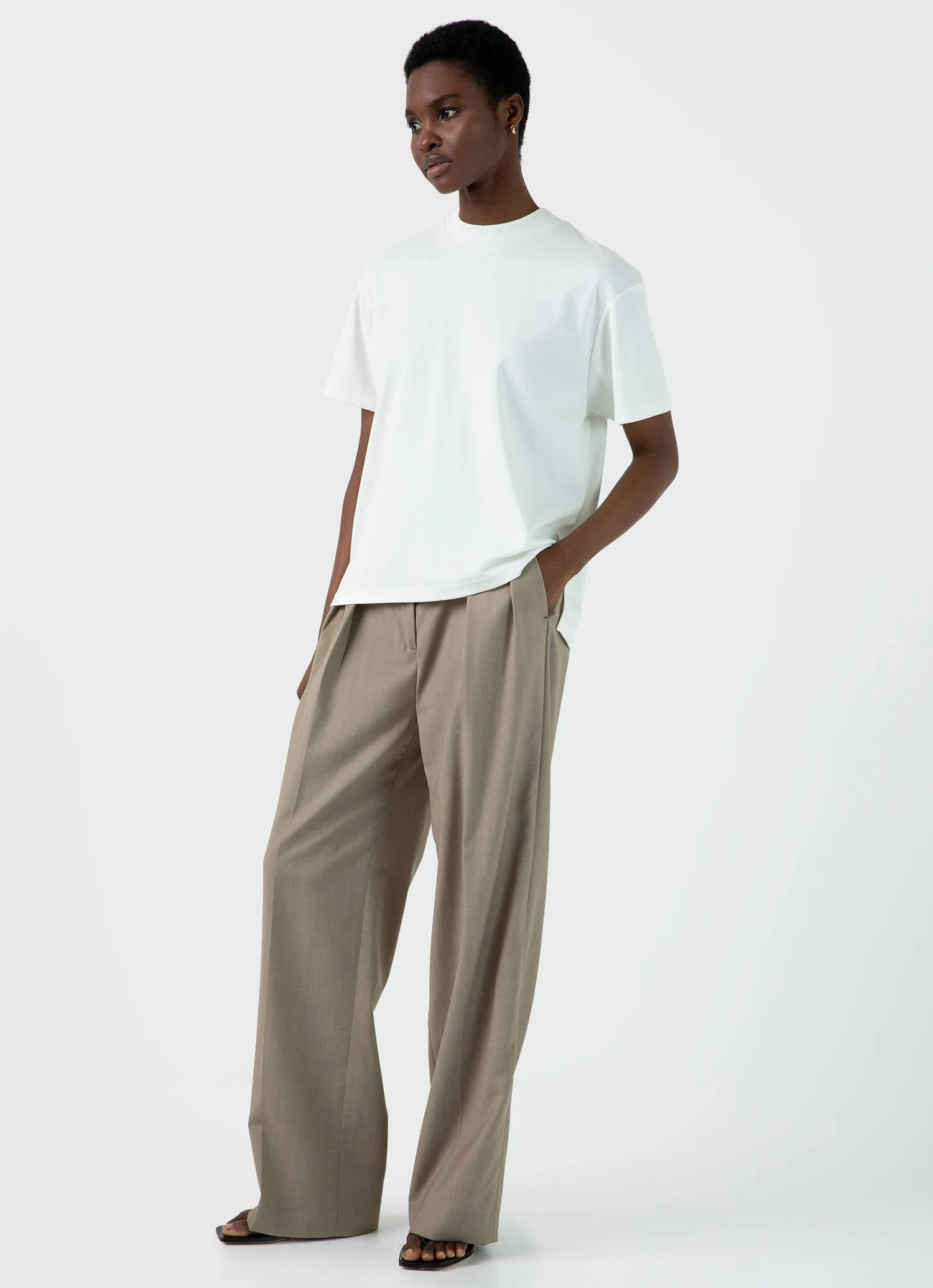 Women's Mock Neck T-shirt in Ecru sold by Sunspel product image thumbnail 2