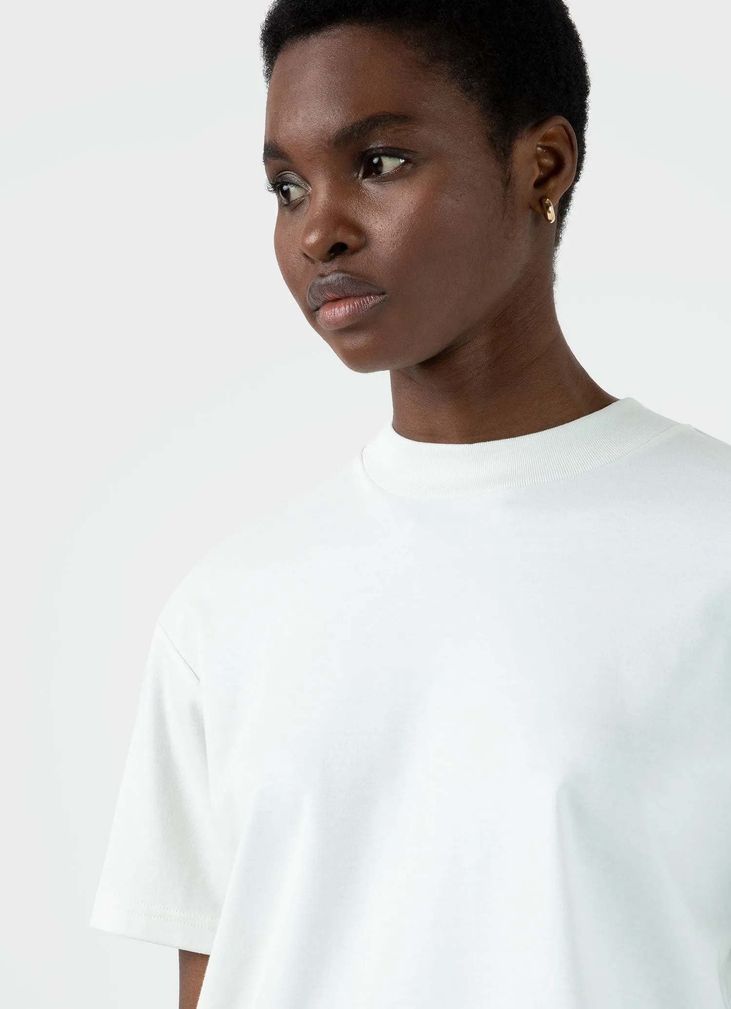 Women's Mock Neck T-shirt in Ecru sold by Sunspel product image thumbnail 3