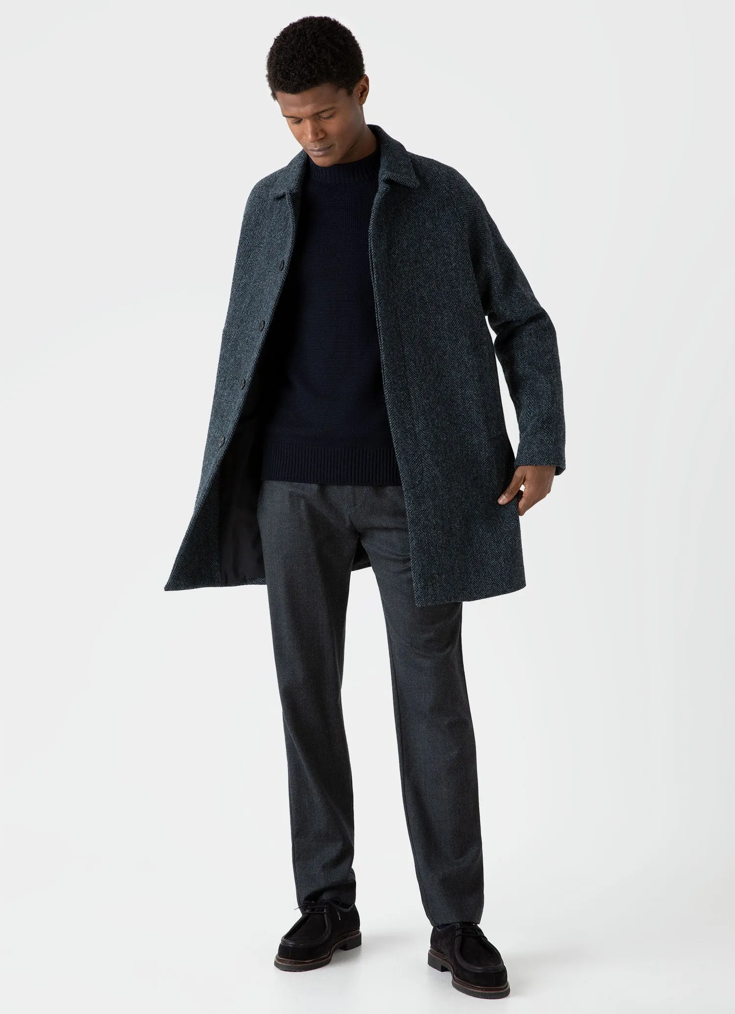 Men's English Merino Fisherman Jumper in Navy sold by Sunspel product image thumbnail 3