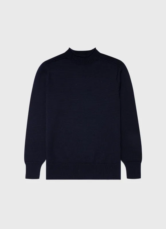 Men's English Merino Fisherman Jumper in Navy sold by Sunspel