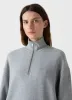 Women's Half Zip Loopback Sweatshirt in Grey Melange sold by Sunspel