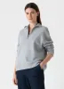 Women's Half Zip Loopback Sweatshirt in Grey Melange sold by Sunspel