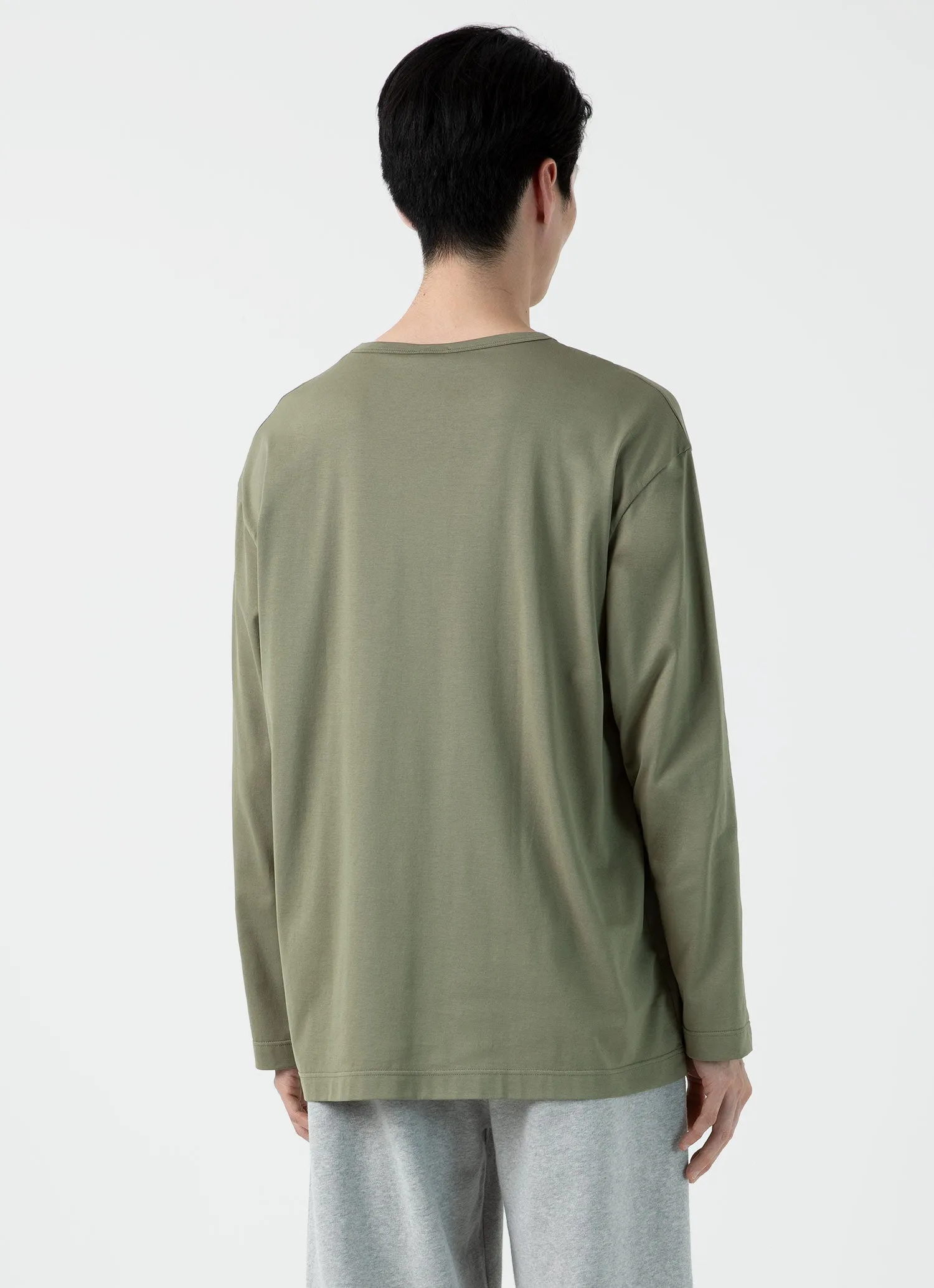Men's Sunspel x Nigel Cabourn Long Sleeve T-shirt in Army Green sold by Sunspel product image thumbnail 5