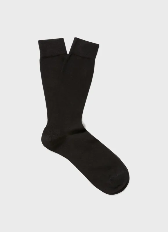 Men's Long Staple Cotton Socks in Black sold by Sunspel