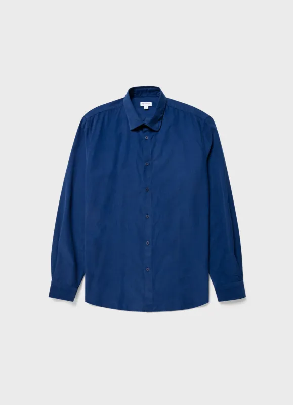 Men's Fine Cord Shirt in Space Blue sold by Sunspel