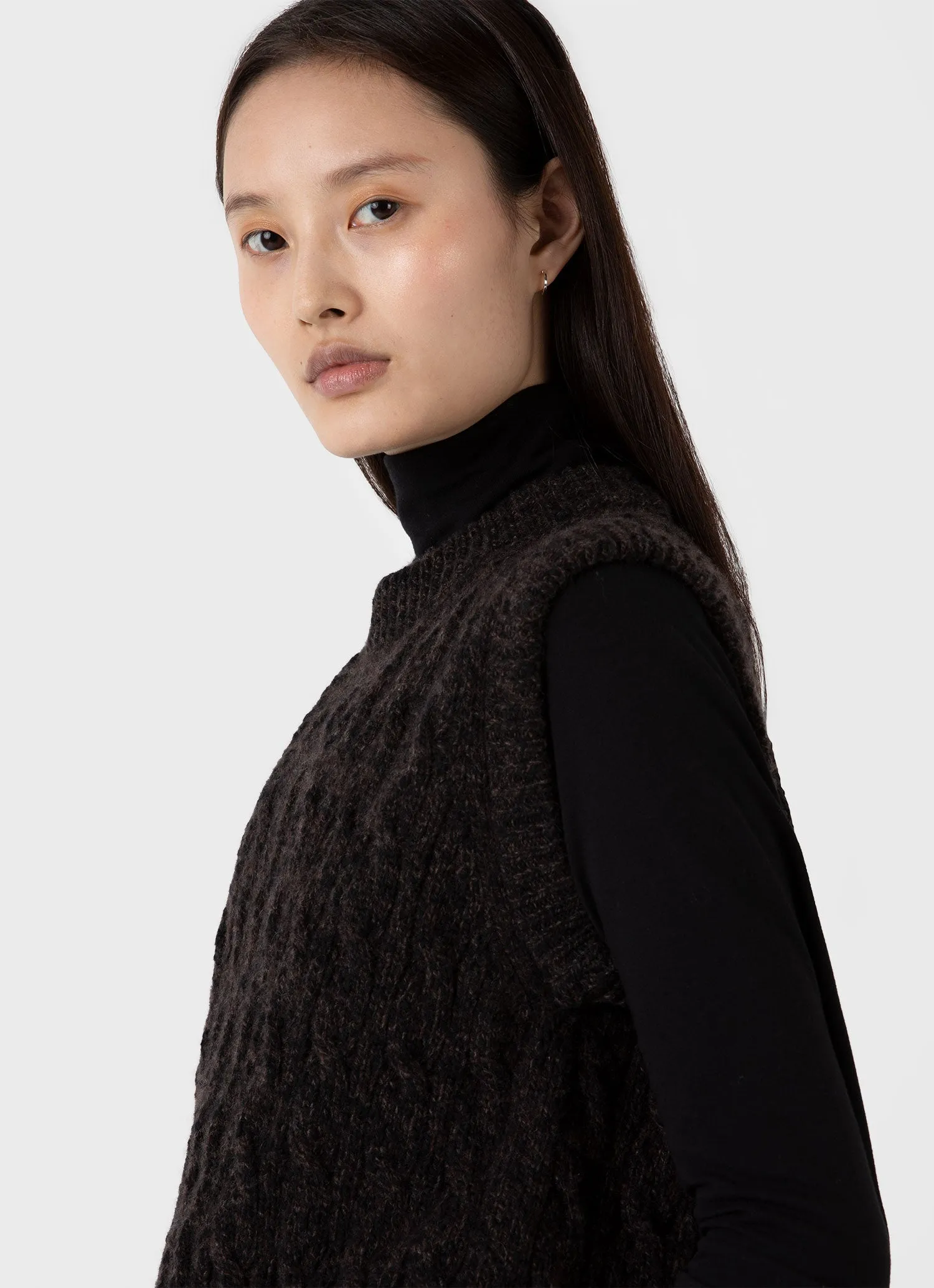 Women's Cable Knit Vest in Coffee Twist sold by Sunspel product image thumbnail 4