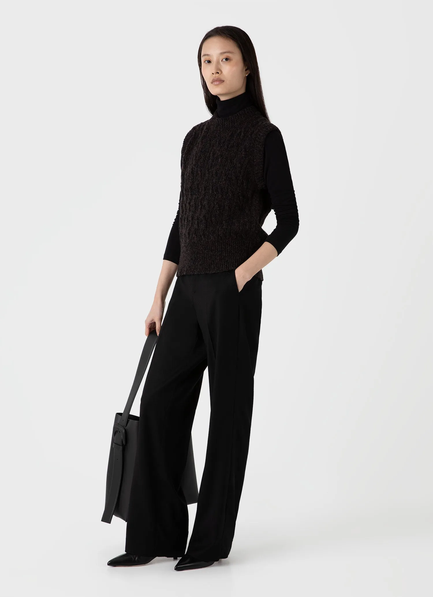 Women's Cable Knit Vest in Coffee Twist sold by Sunspel product image thumbnail 2