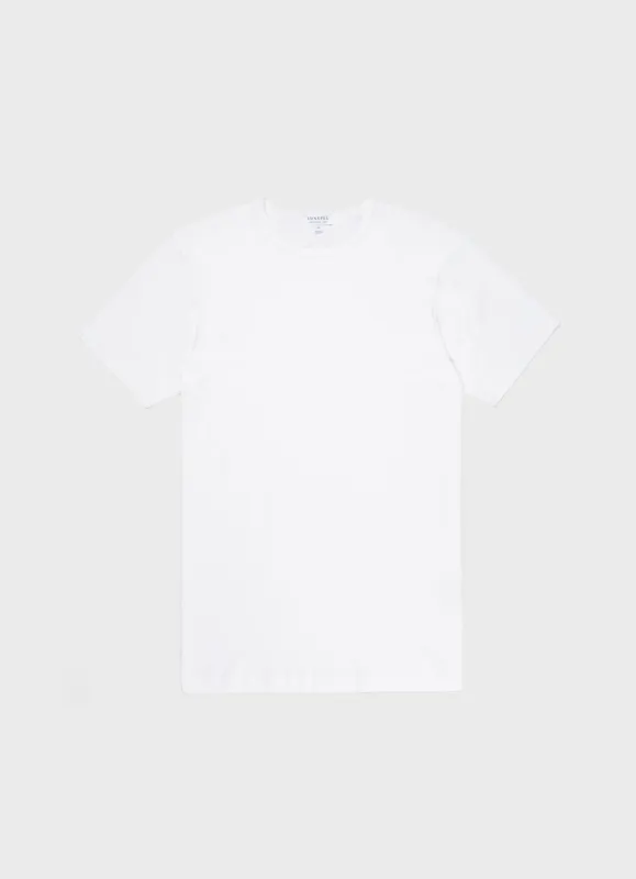 Men's Sea Island Cotton Underwear T-shirt in White sold by Sunspel