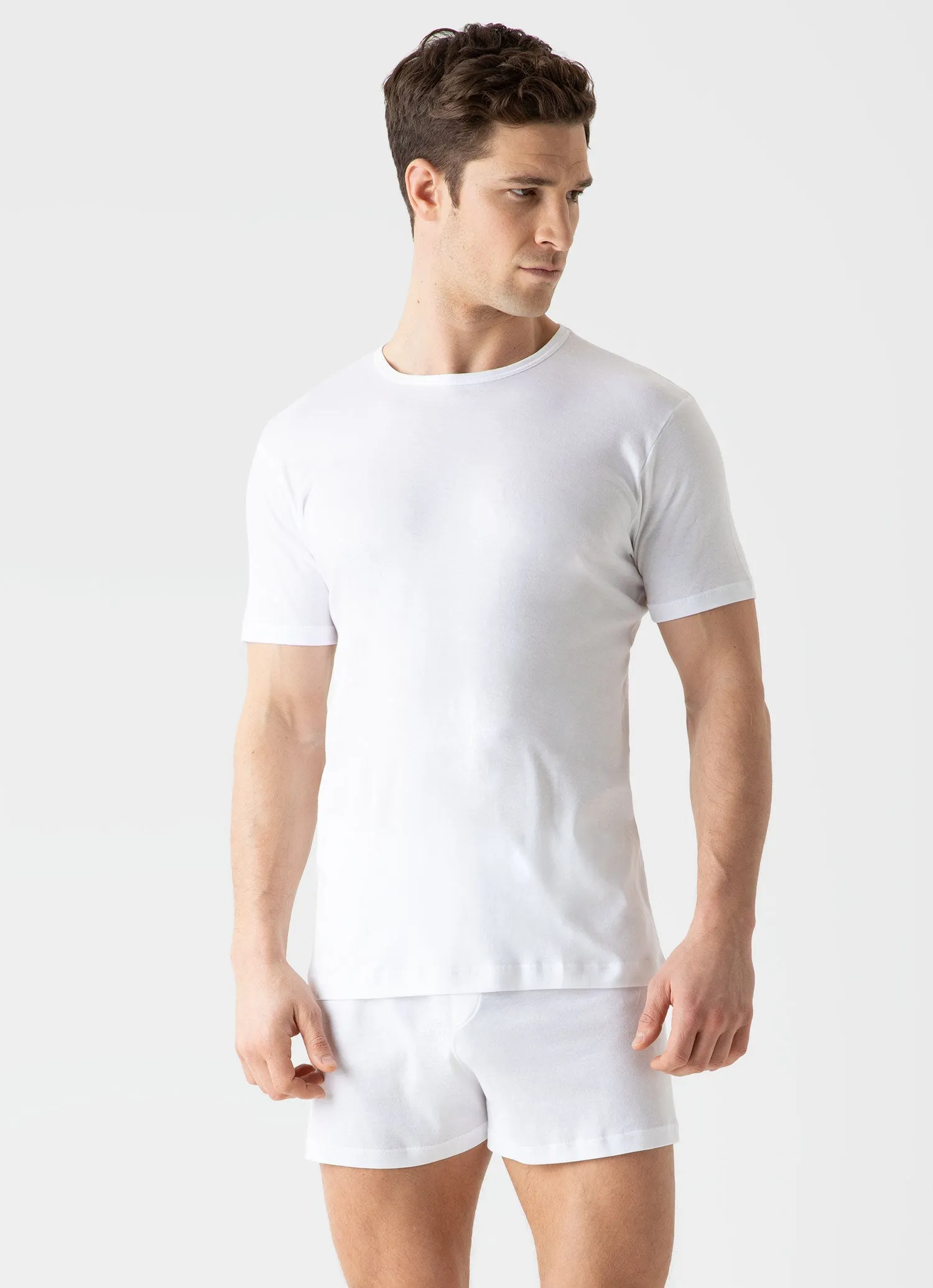 Men's Sea Island Cotton Underwear T-shirt in White sold by Sunspel product image thumbnail 2