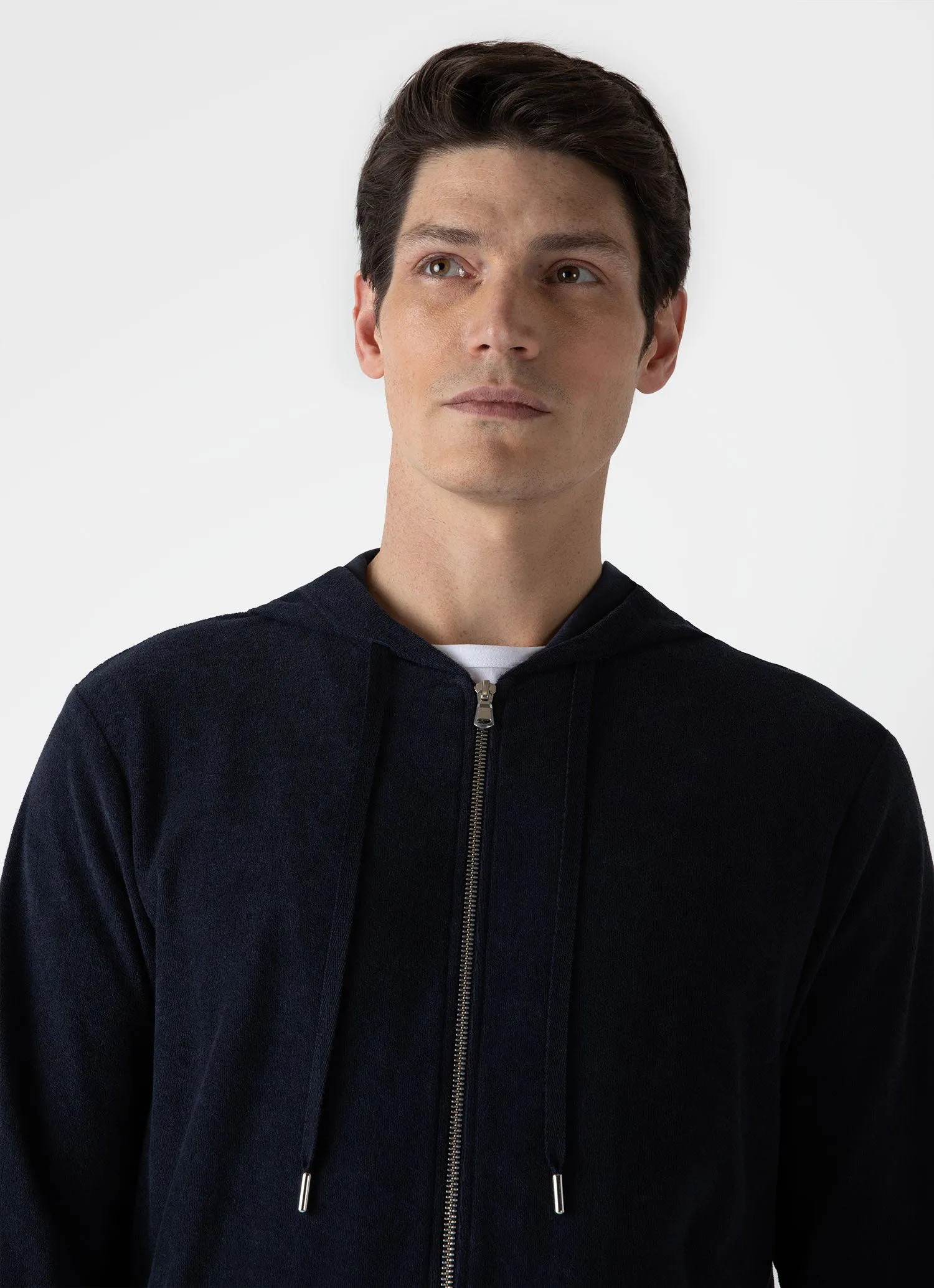 Men's Towelling Hoodie in Navy sold by Sunspel product image thumbnail 5