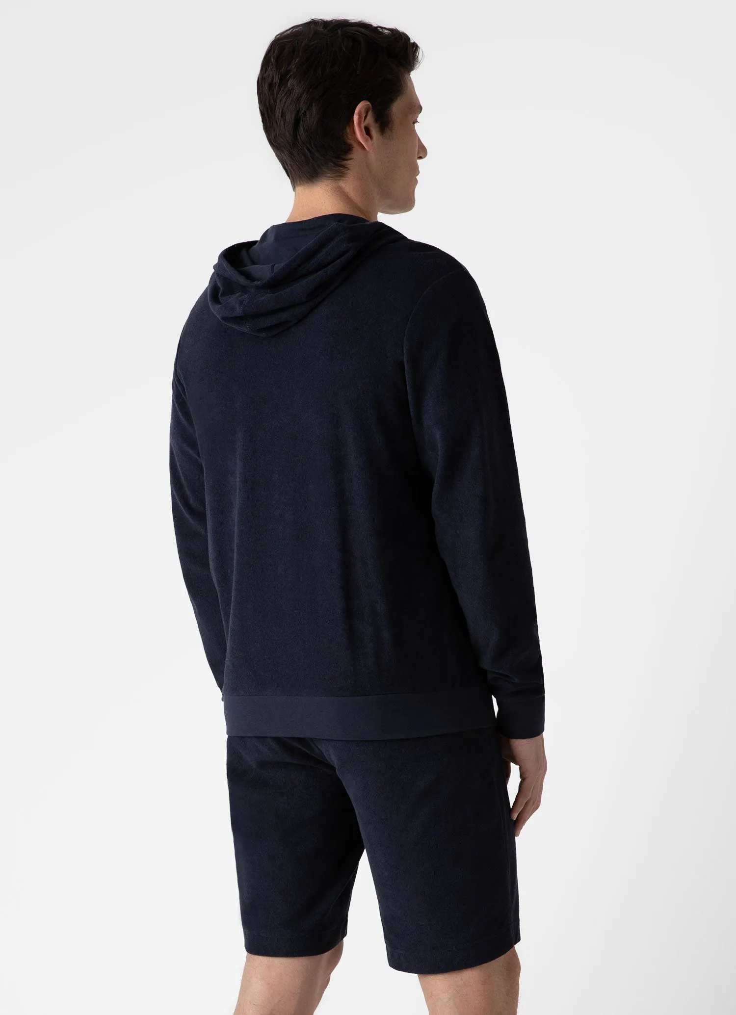 Men's Towelling Hoodie in Navy sold by Sunspel product image thumbnail 4
