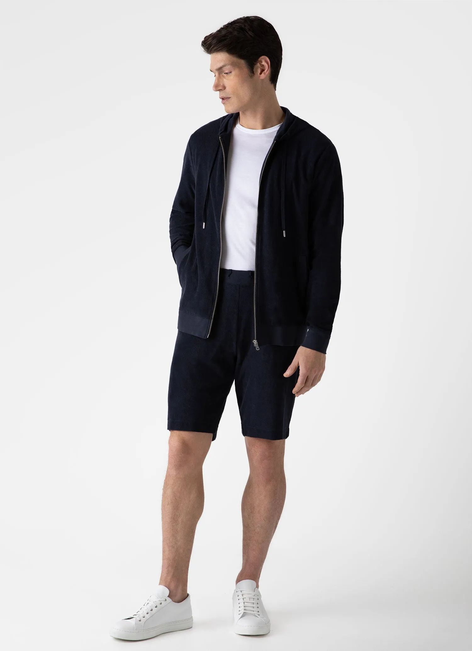 Men's Towelling Hoodie in Navy sold by Sunspel product image thumbnail 3