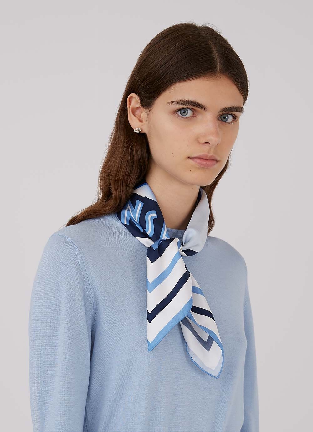 Women's Printed Silk Scarf in Archive Palm Tree sold by Sunspel