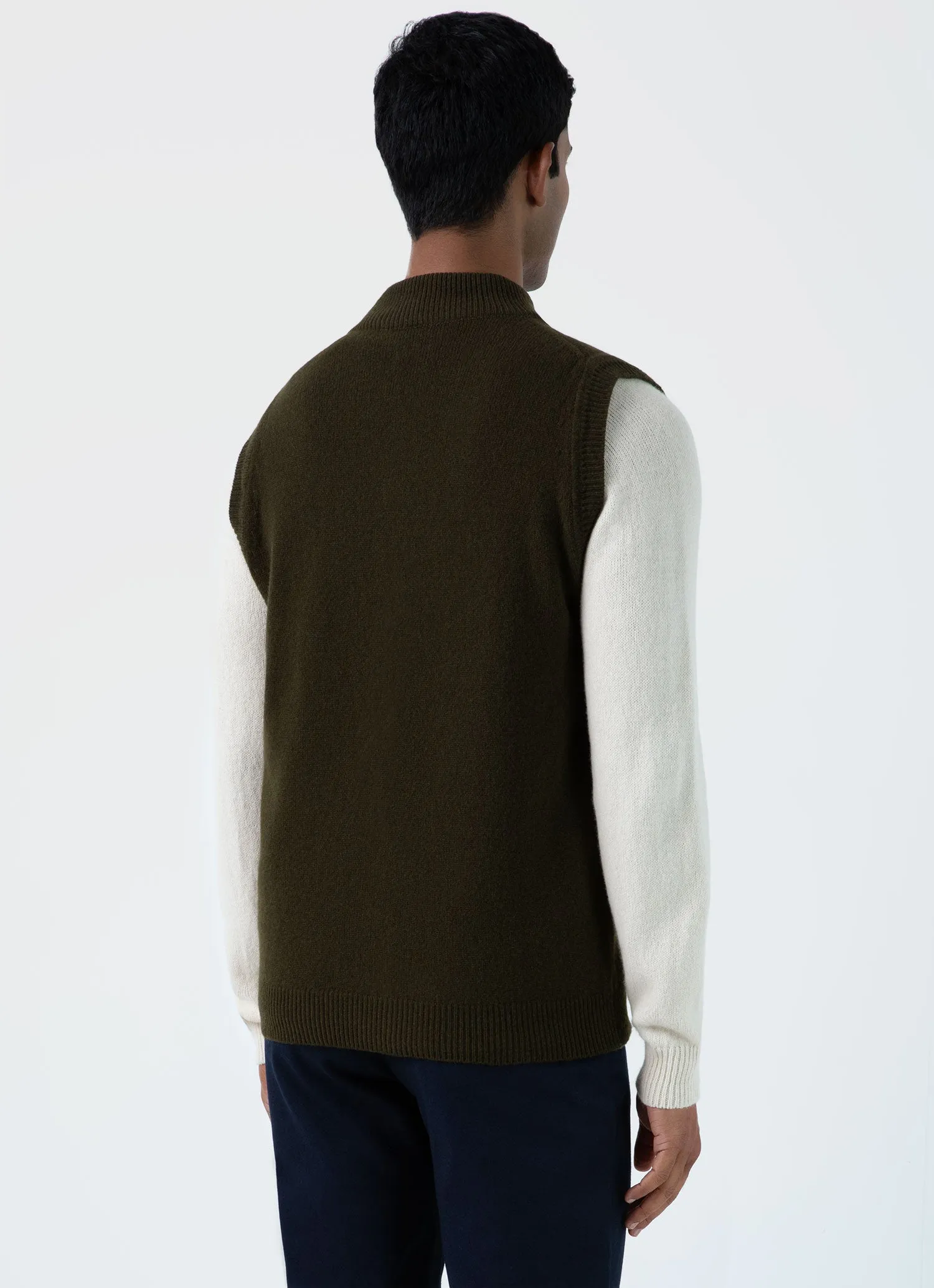 Men's Lambswool Gilet in Dark Olive sold by Sunspel product image thumbnail 5