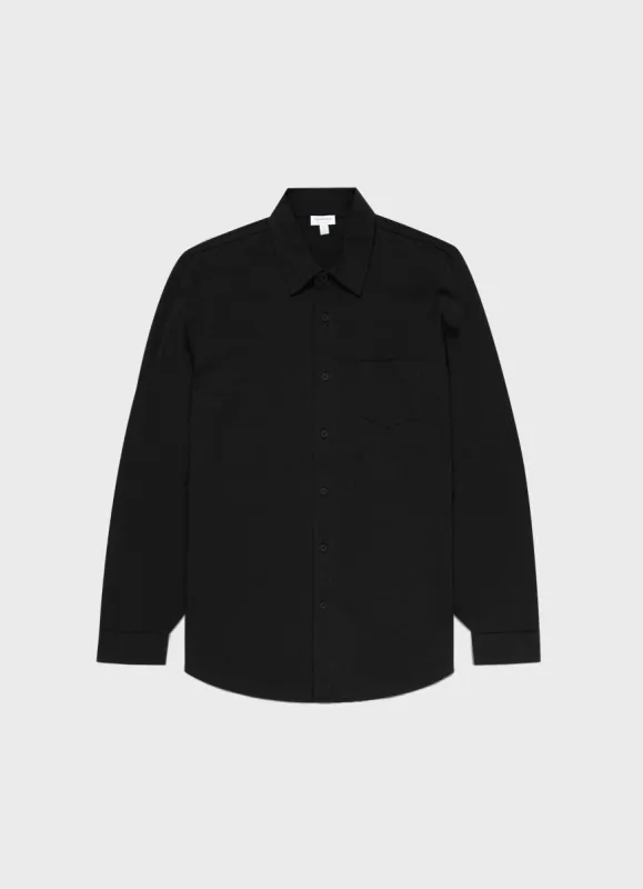 Men's Piqué Shirt in Black sold by Sunspel