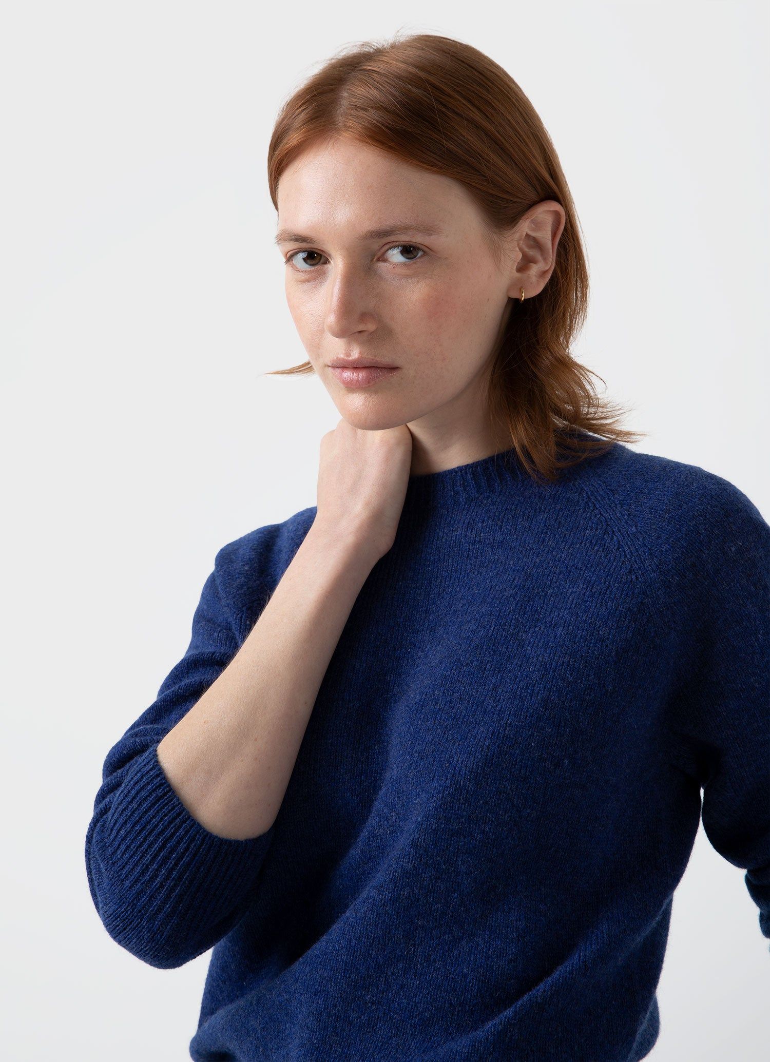 Women's Lambswool Crew Neck Jumper in Space Blue sold by Sunspel product image thumbnail 3