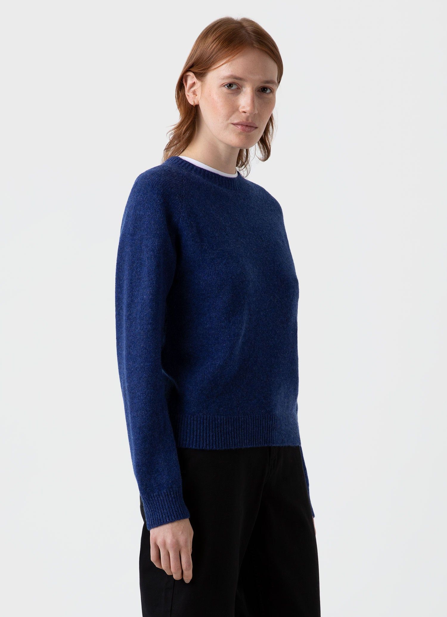 Women's Lambswool Crew Neck Jumper in Space Blue sold by Sunspel product image thumbnail 2