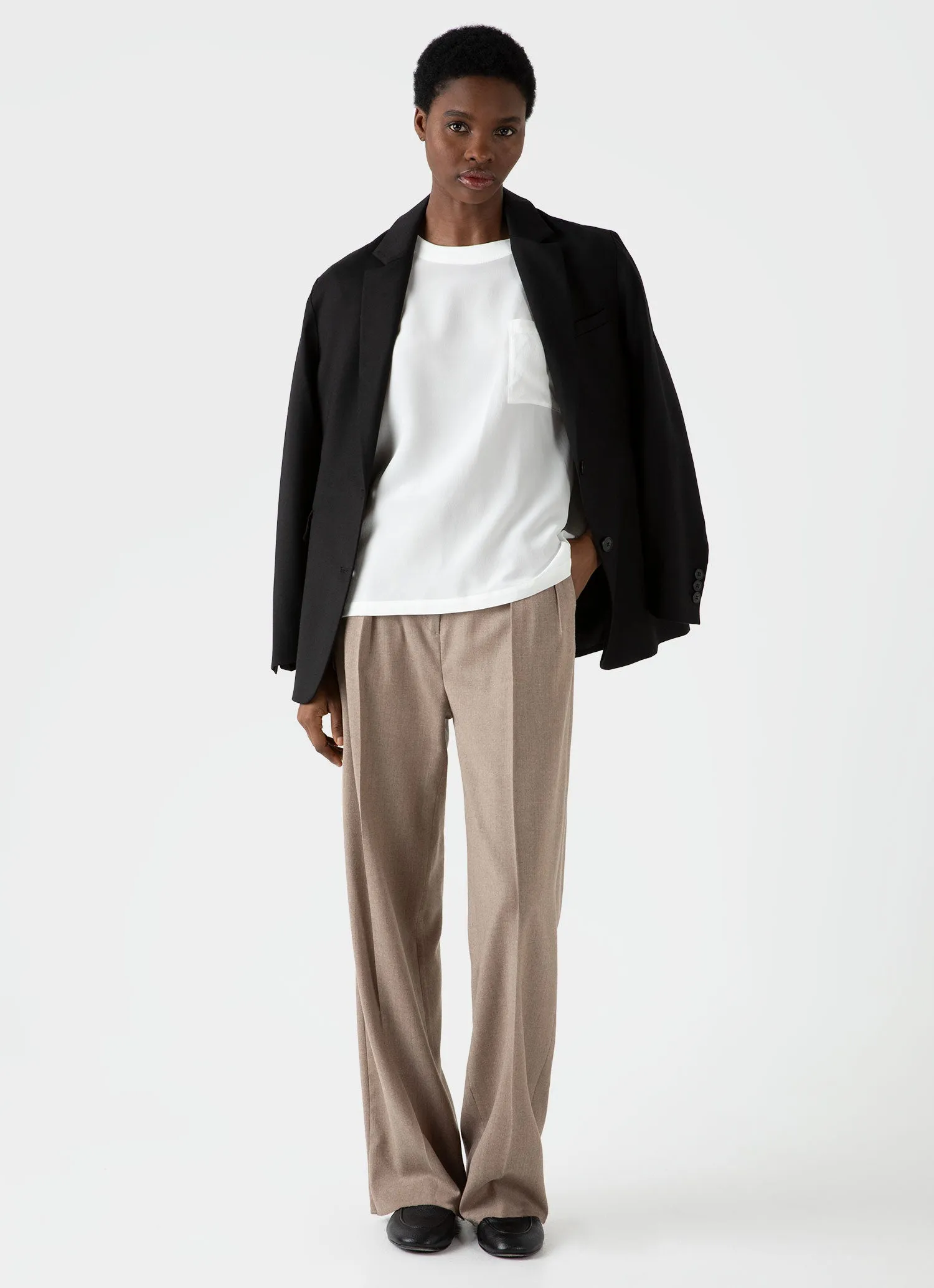 Women's Woven Silk T-shirt in Ecru sold by Sunspel product image thumbnail 2