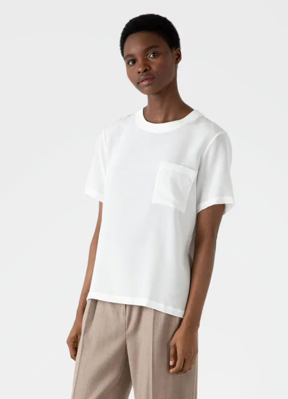 Women's Woven Silk T-shirt in Ecru sold by Sunspel
