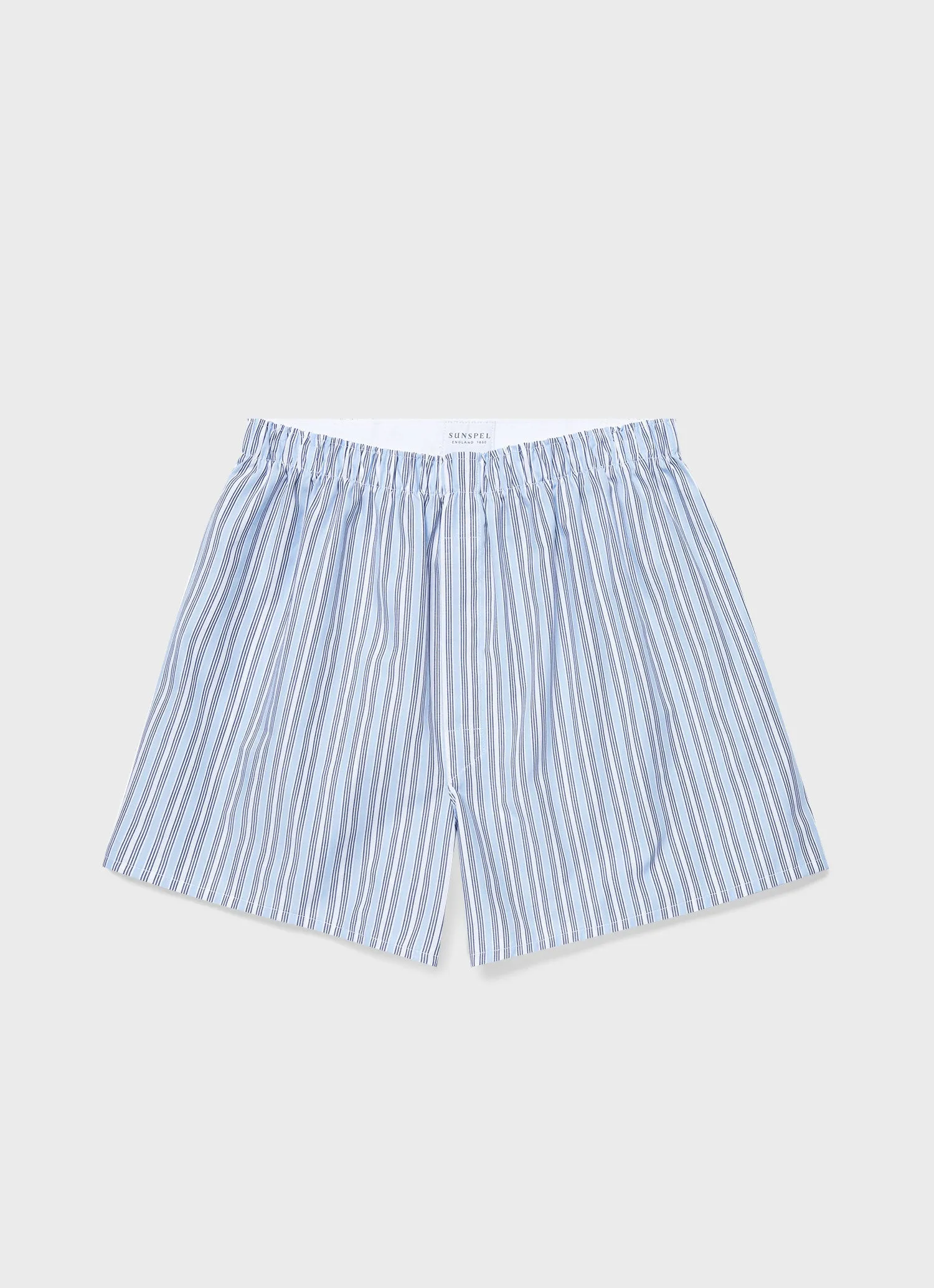Men's Classic Boxer Short in Blue Stripe sold by Sunspel