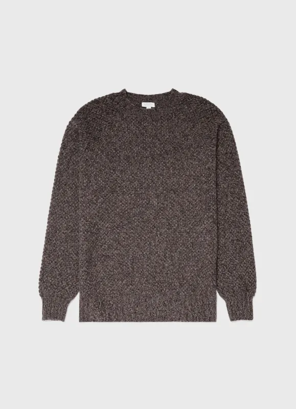 Men's Lambswool Textured Jumper in Coffee Twist sold by Sunspel