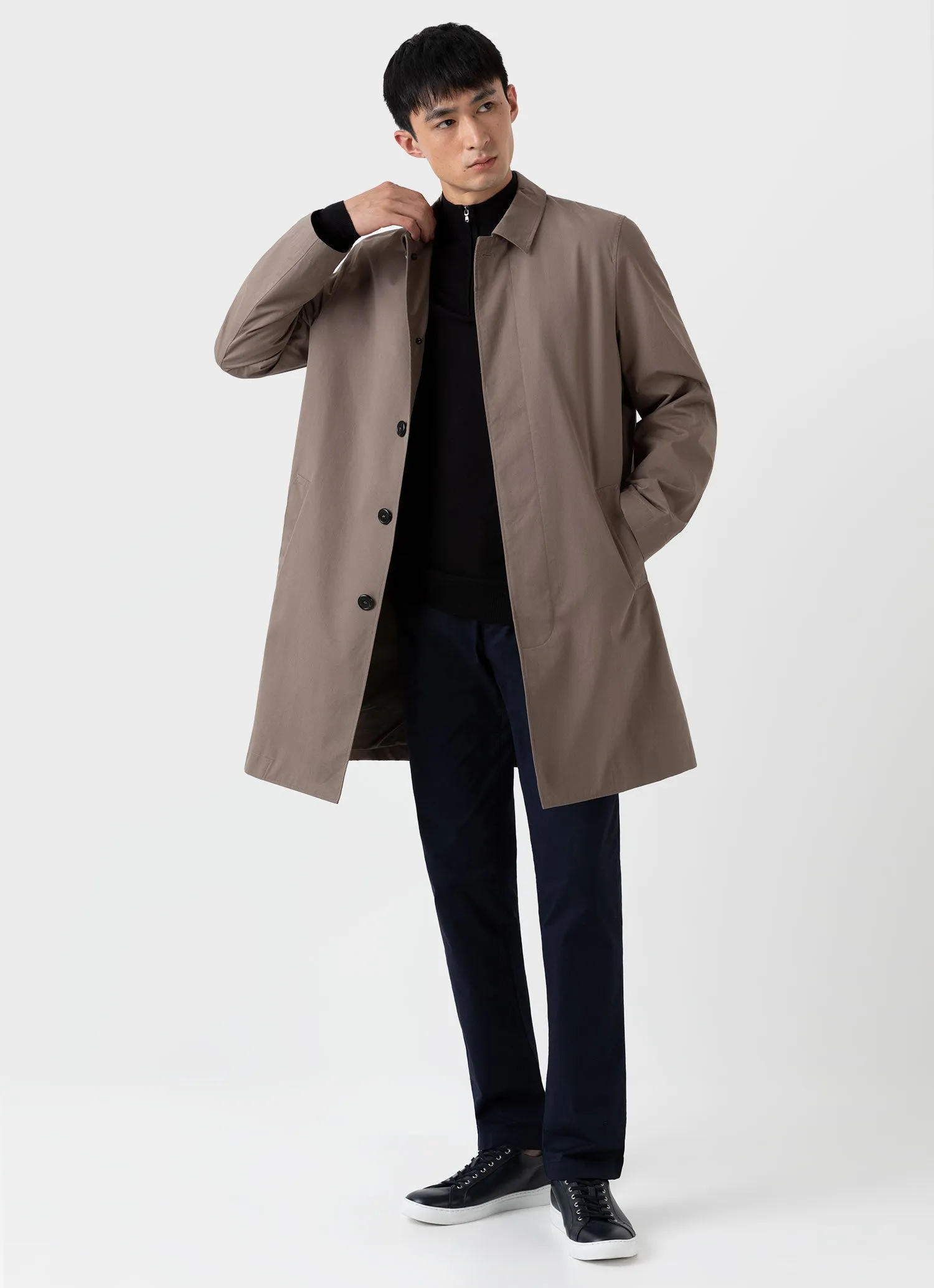 Men's Extra-Fine Merino Zip Neck in Black sold by Sunspel product image thumbnail 3